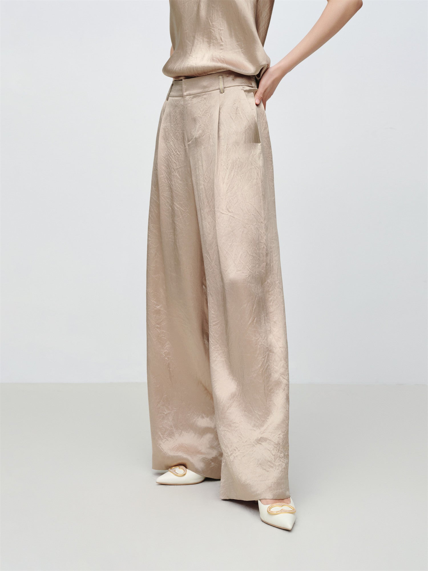 EP YAYING Drapey Acetate Straight-Leg Pants EGKET6431AE