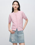 EP YAYING Jacquard Short-Sleeve Knit Top EGKEC9126AF