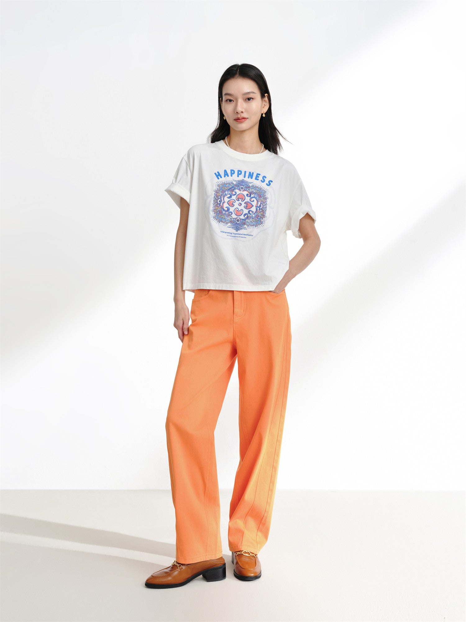 EP YAYING Cotton Embroidered T-Shirt EGKEC5311AW
