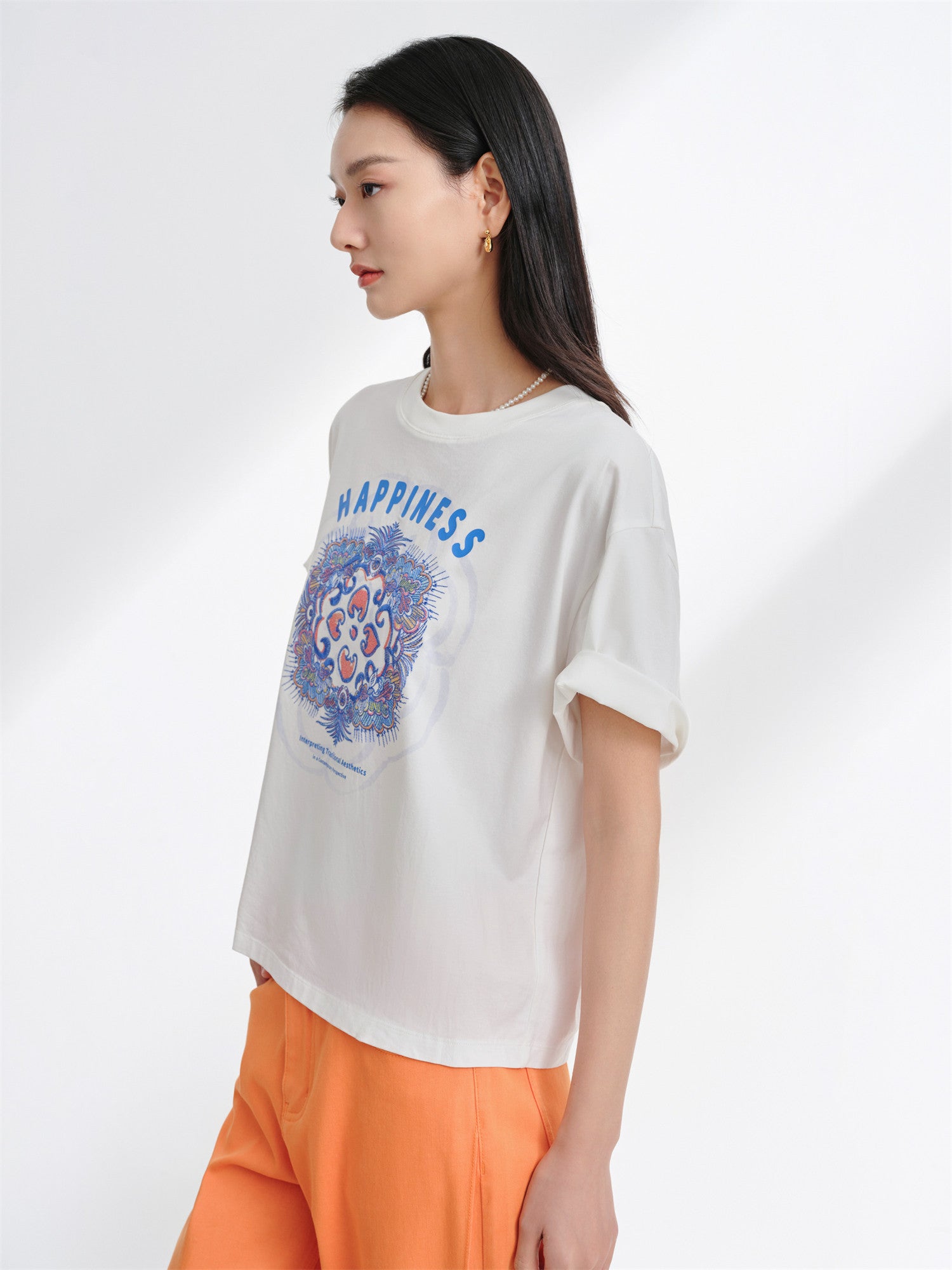 EP YAYING Cotton Embroidered T-Shirt EGKEC5311AW