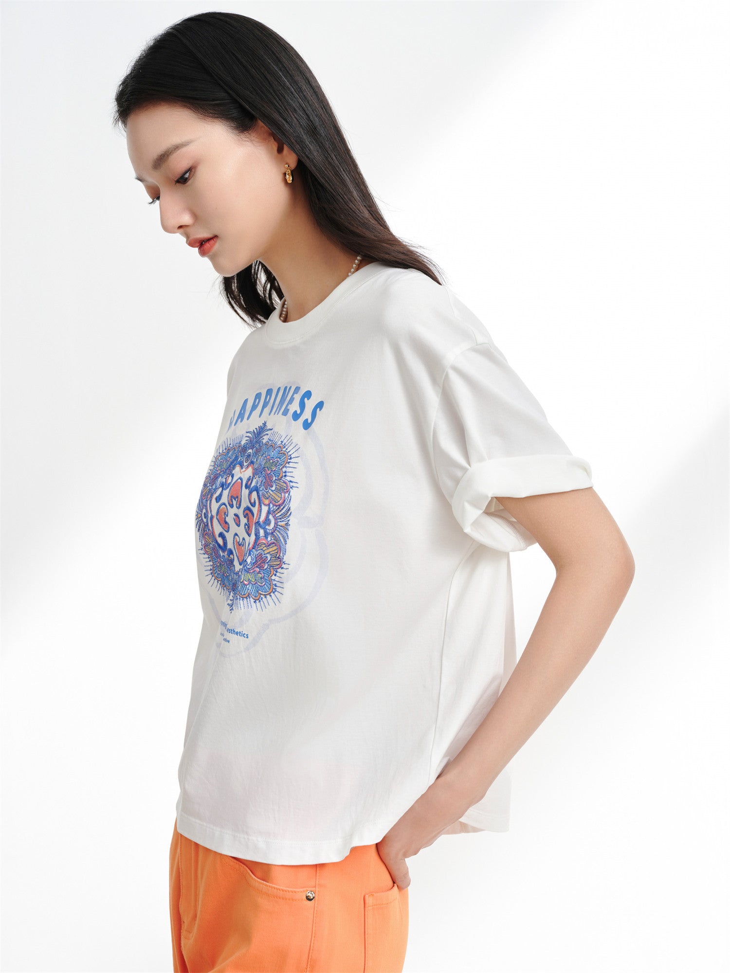 EP YAYING Cotton Embroidered T-Shirt EGKEC5311AW