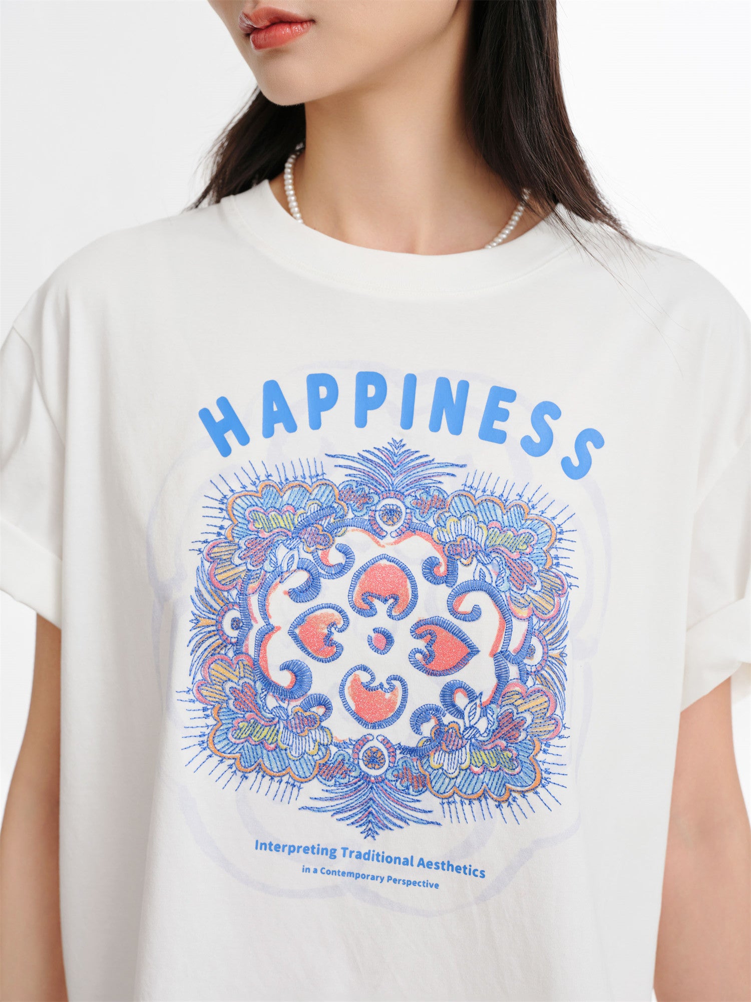 EP YAYING Cotton Embroidered T-Shirt EGKEC5311AW