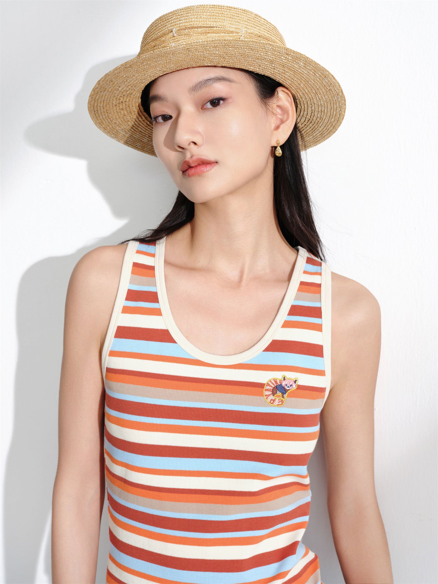 EP YAYING Cotton-Feel Embroidered Crew Neck Vest EGKEC5109AK