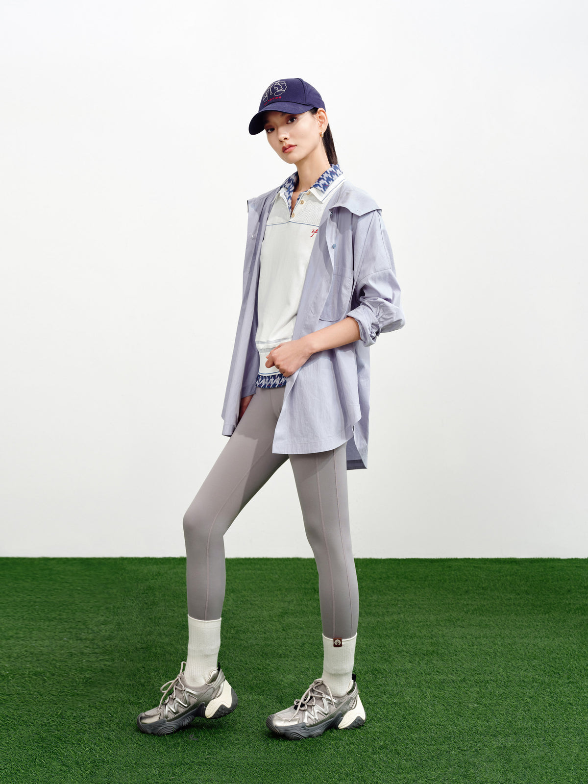EP YAYING Minimalist Embroidered Polo Short-Sleeve Knit Top