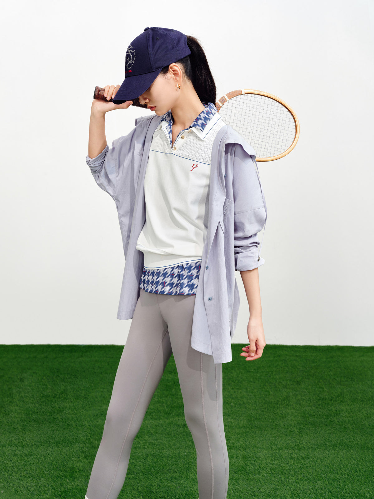 EP YAYING Minimalist Embroidered Polo Short-Sleeve Knit Top
