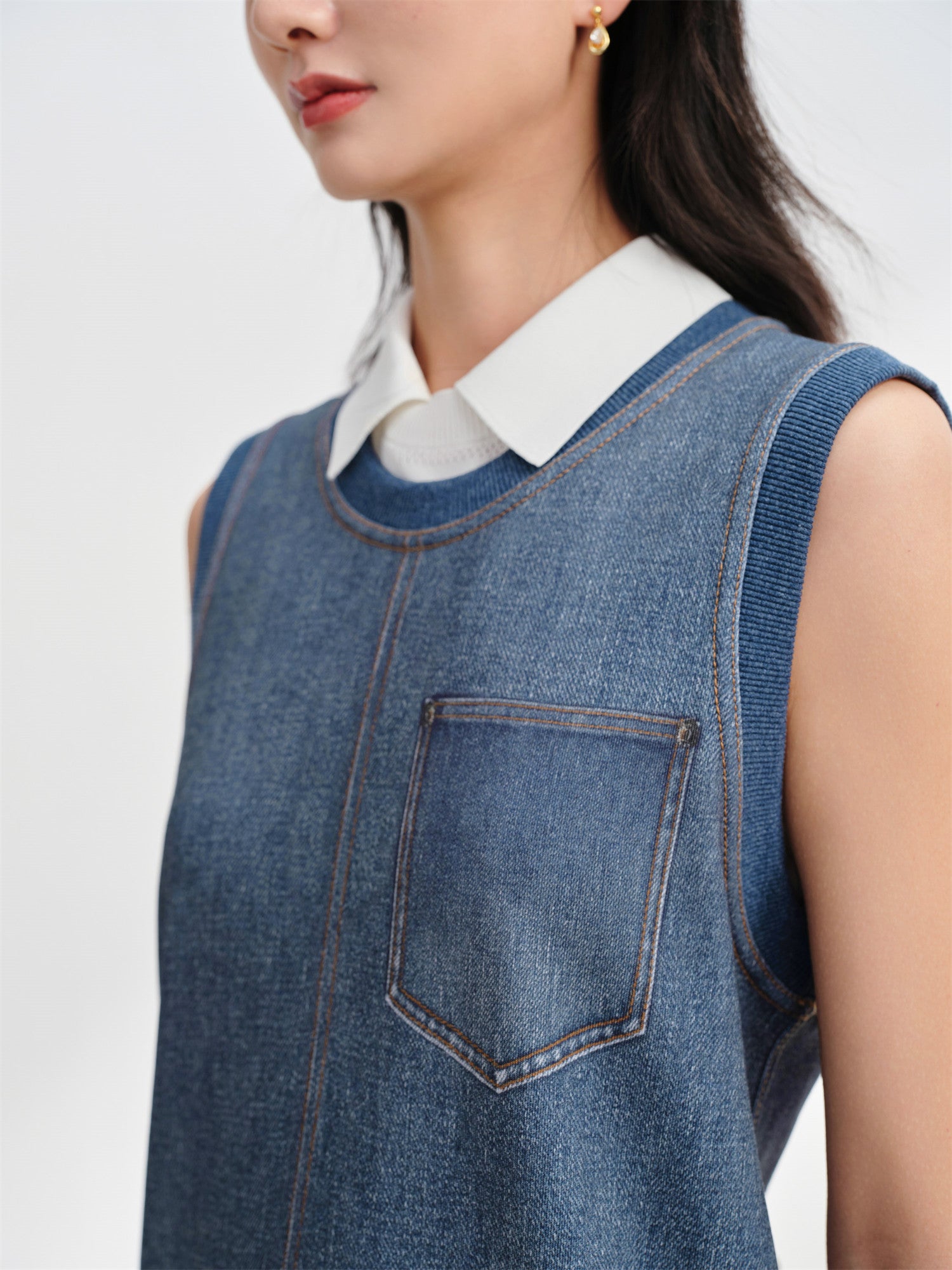 EP YAYING Sleeveless Faux Denim Dress EGKPC4520AB