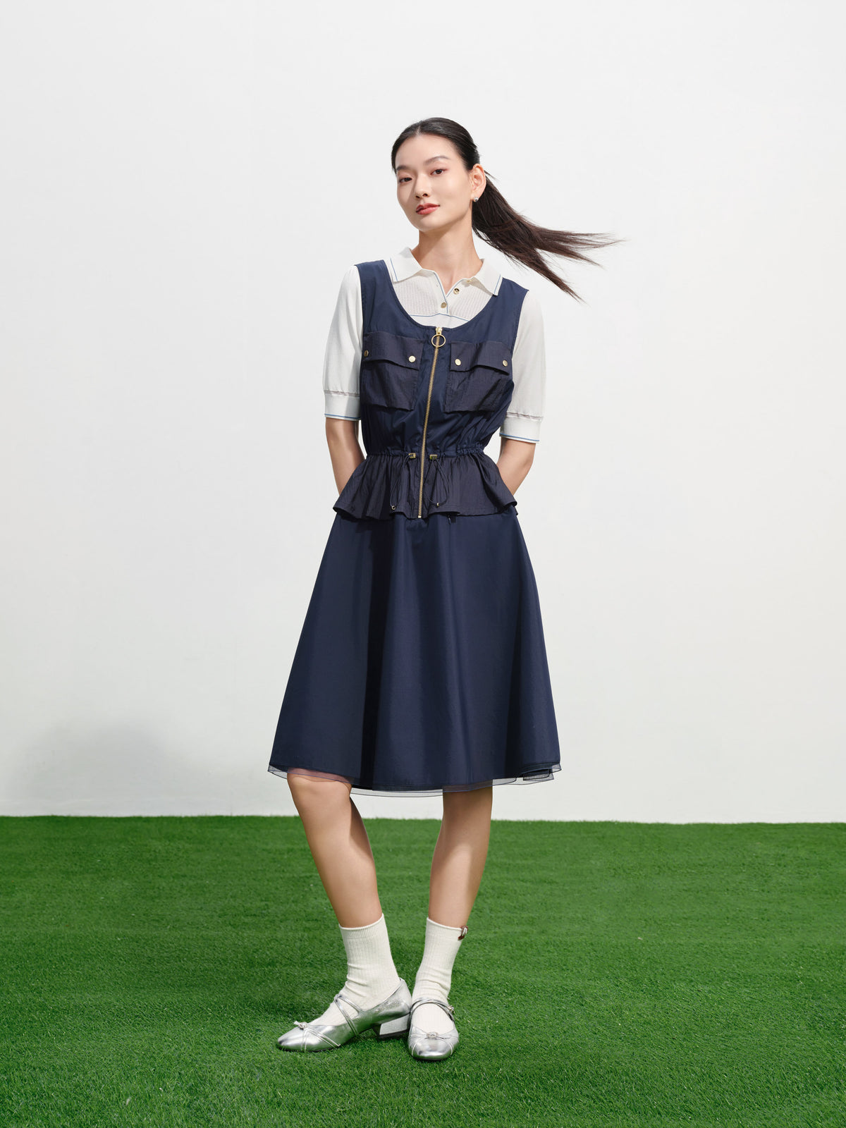 EP YAYING Vintage Waist-Defining Sleeveless Dress