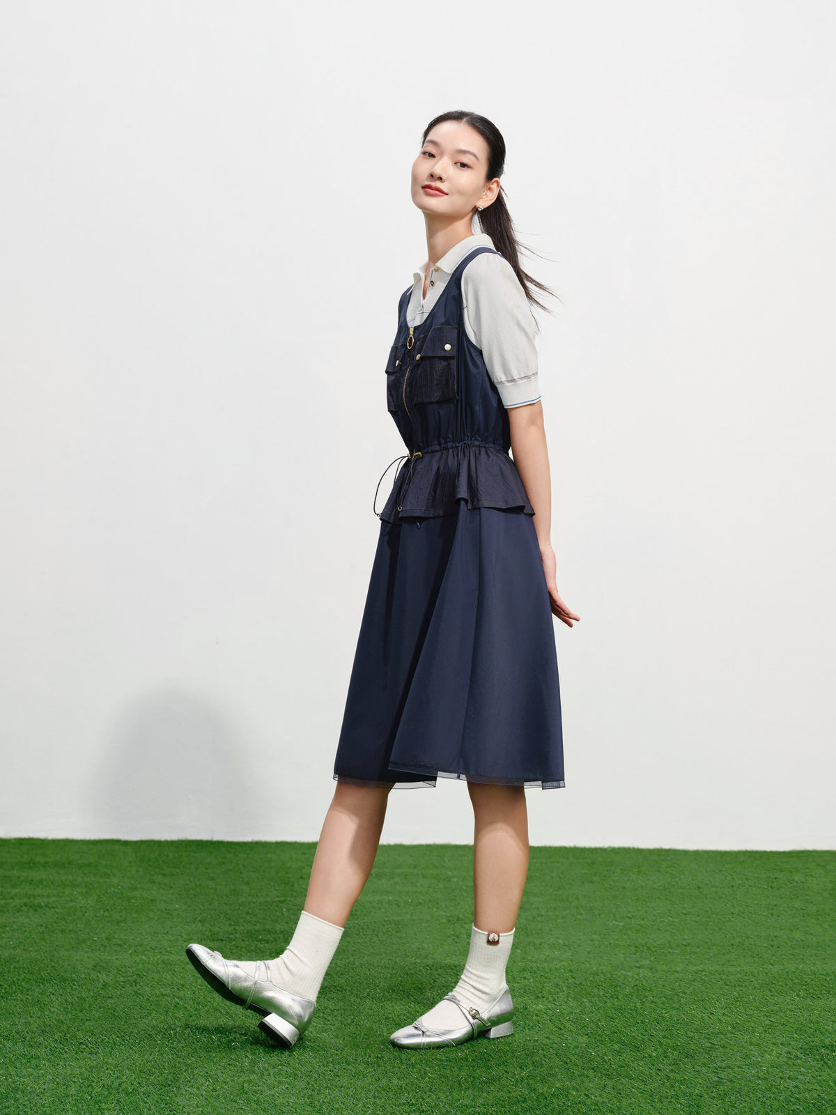 EP YAYING Vintage Waist-Defining Sleeveless Dress