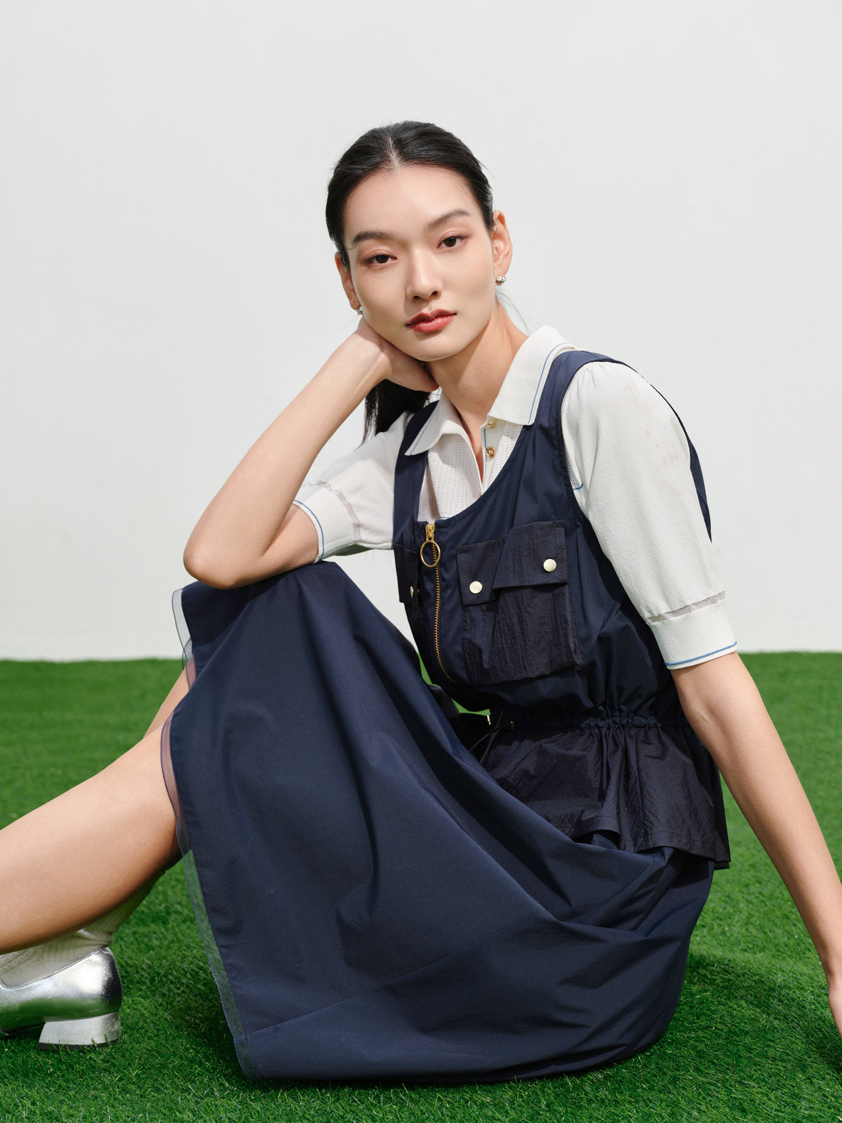 EP YAYING Vintage Waist-Defining Sleeveless Dress