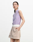 EP YAYING Turtleneck Embroidered Color-Block Casual Sleeveless Knit Top Top