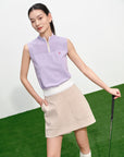 EP YAYING Turtleneck Embroidered Color-Block Casual Sleeveless Knit Top Top