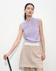 EP YAYING Turtleneck Embroidered Color-Block Casual Sleeveless Knit Top Top