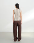 EP YAYING Wool Striped Slimming Sleeveless Knit Vest