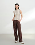 EP YAYING Wool Striped Slimming Sleeveless Knit Vest
