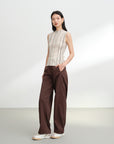 EP YAYING Wool Striped Slimming Sleeveless Knit Vest