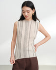 EP YAYING Wool Striped Slimming Sleeveless Knit Vest