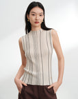EP YAYING Wool Striped Slimming Sleeveless Knit Vest