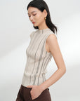 EP YAYING Wool Striped Slimming Sleeveless Knit Vest