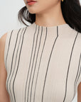 EP YAYING Wool Striped Slimming Sleeveless Knit Vest