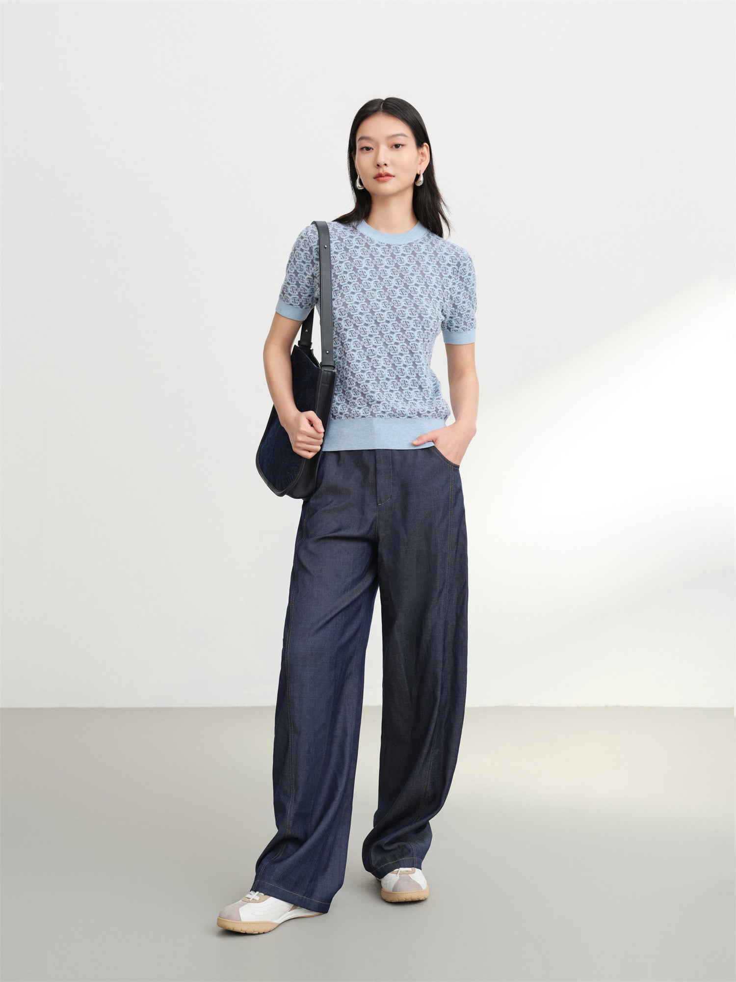 EP YAYING Geometric Textured Knit Sweater EGKAC9560AB