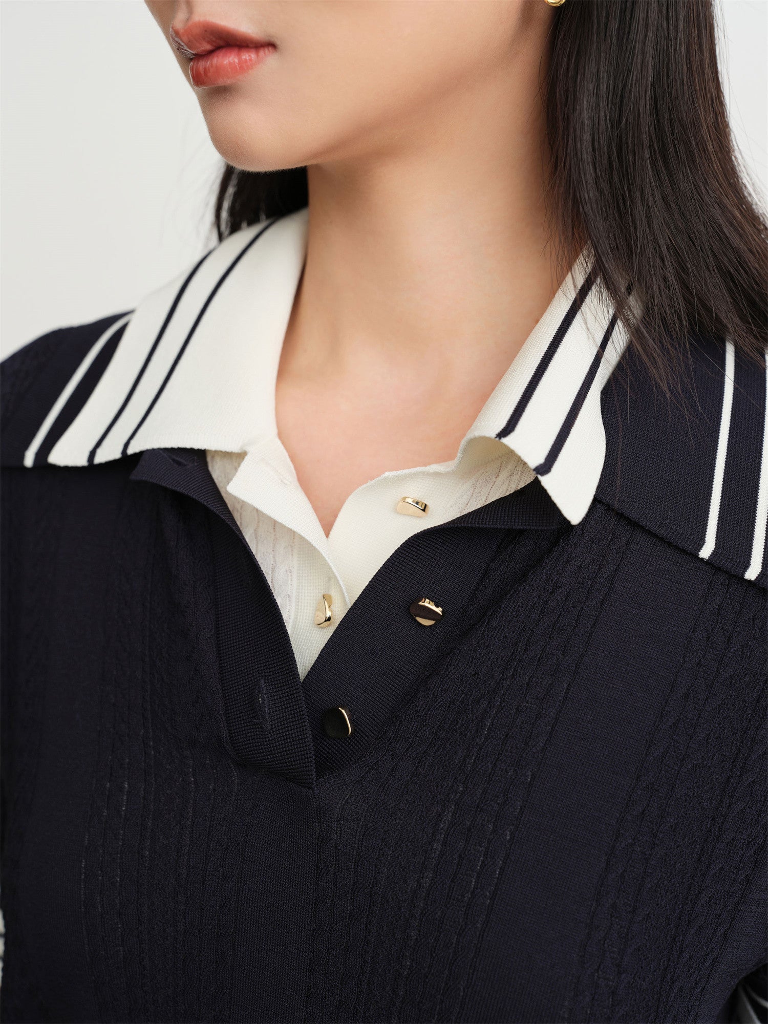 EP YAYING Collared Knit Base Layer Top EGKAA9547BZ