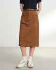 EP YAYING Faux Suede Straight Skirt EGKAA3507AT
