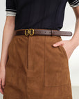 EP YAYING Faux Suede Straight Skirt EGKAA3507AT