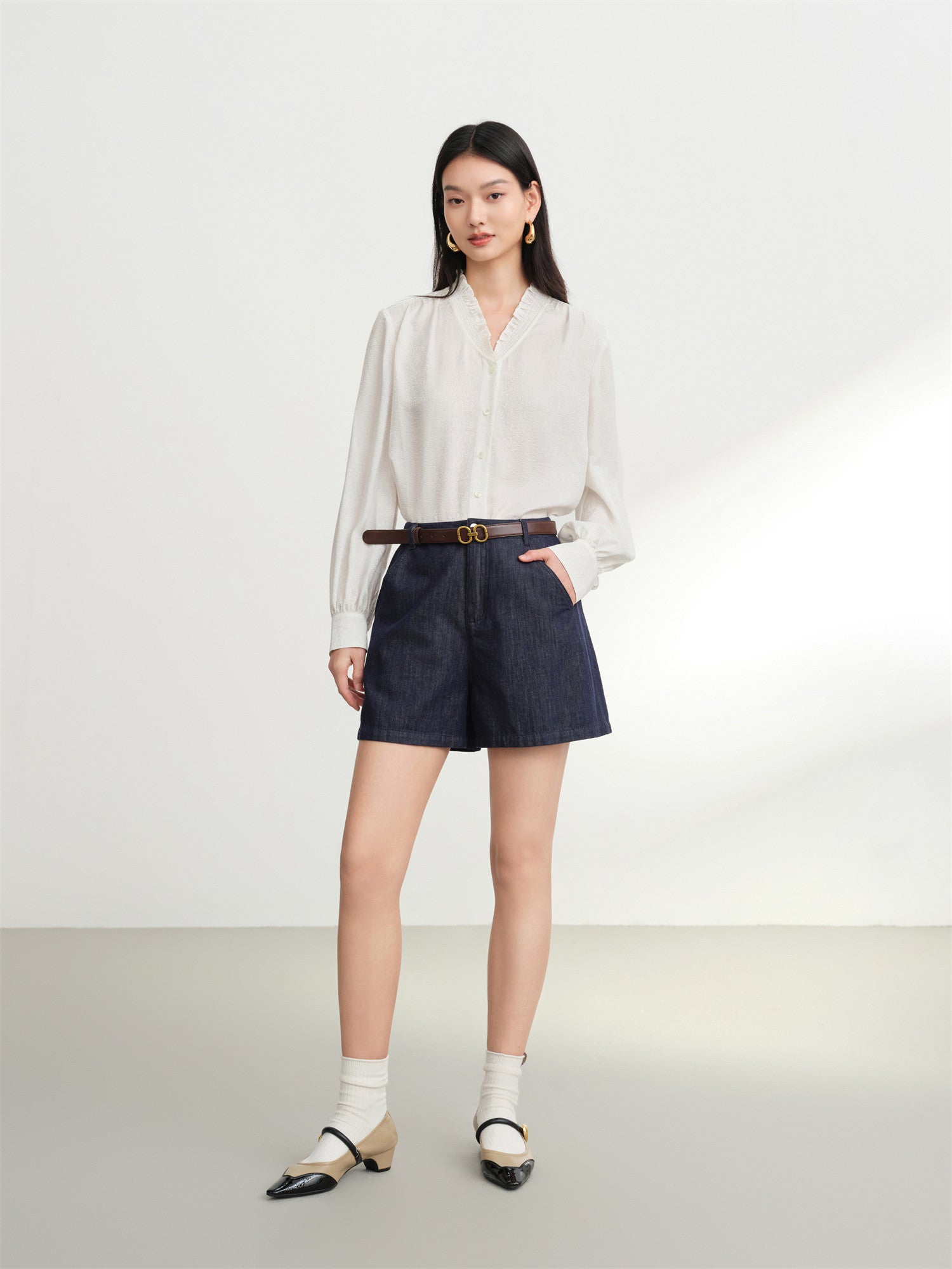 EP YAYING Mulberry Silk French-Style Shirt EGKAS2211AW
