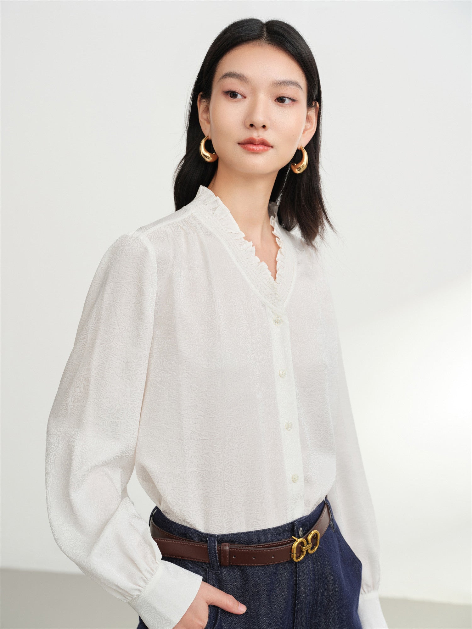 EP YAYING Mulberry Silk French-Style Shirt EGKAS2211AW