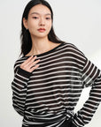 EP YAYING Crewneck Stripe Knit Sweater EGKAA9538AH