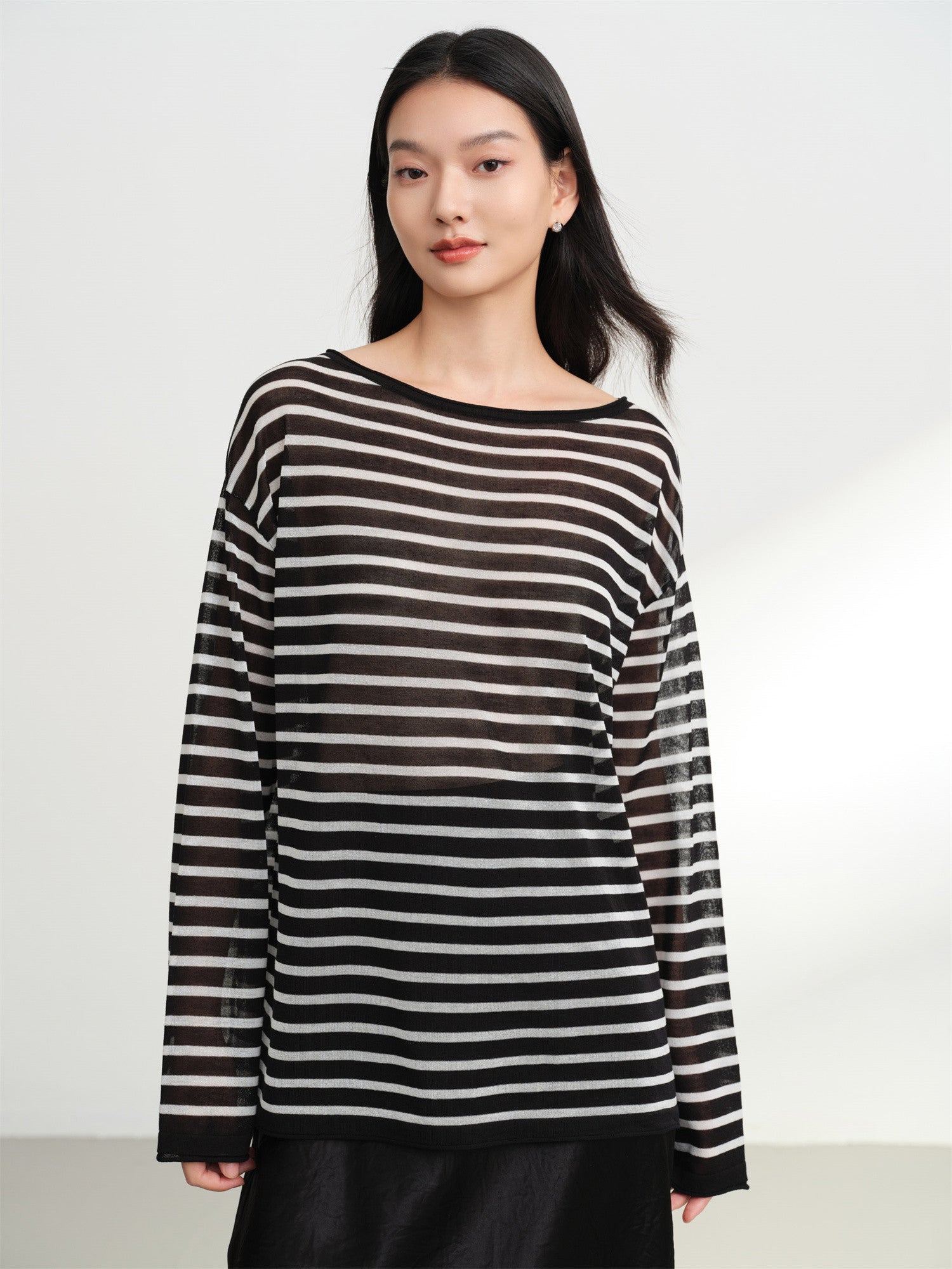 EP YAYING Crewneck Stripe Knit Sweater EGKAA9538AH
