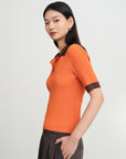 EP YAYING Color-Block Slim-Fit Stretch Short-Sleeve Polo