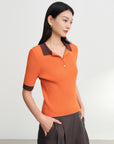 EP YAYING Color-Block Slim-Fit Stretch Short-Sleeve Polo