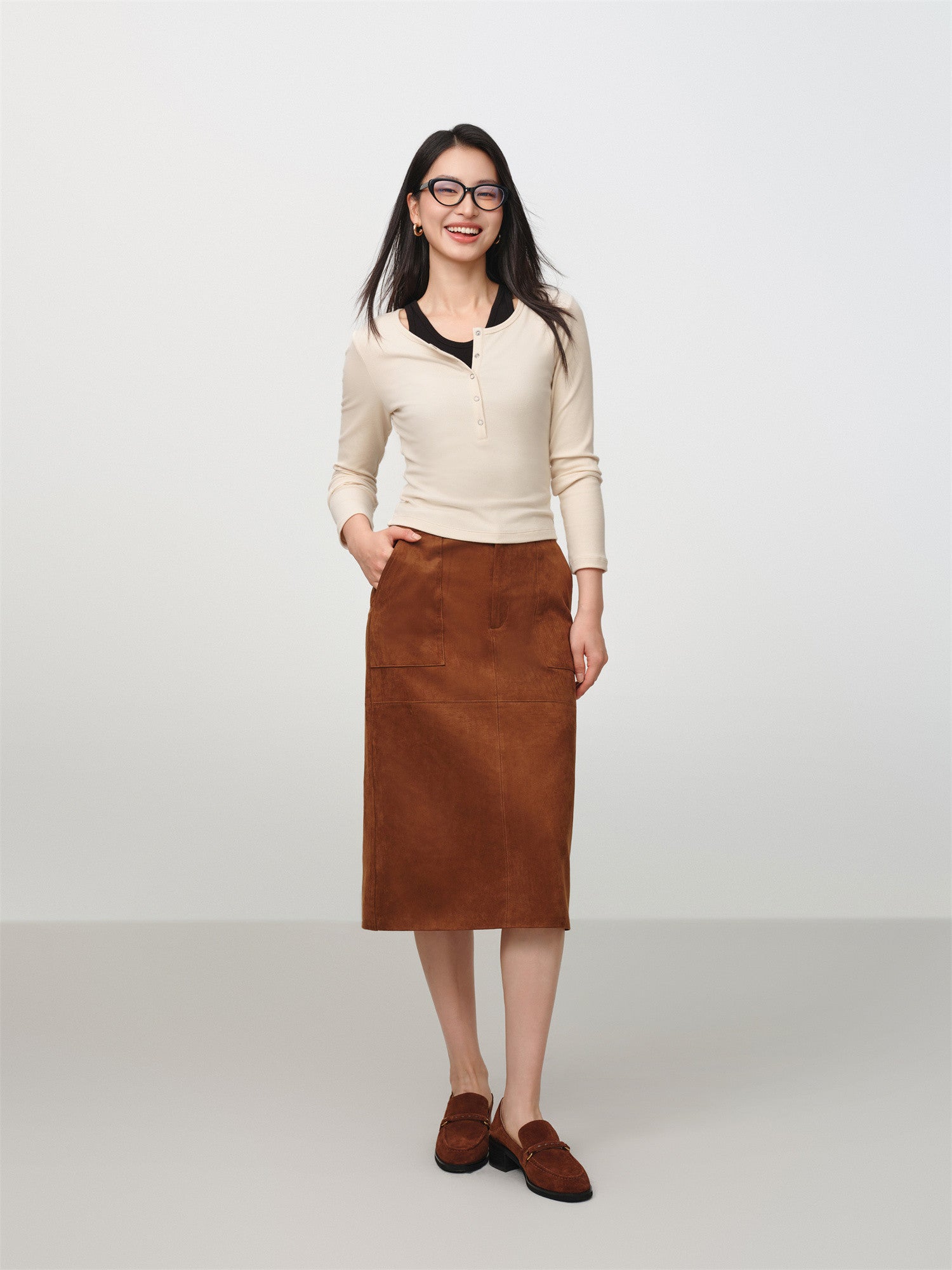 EP YAYING Slim-Fit Knit Base Layer Top EGKAS5507AM