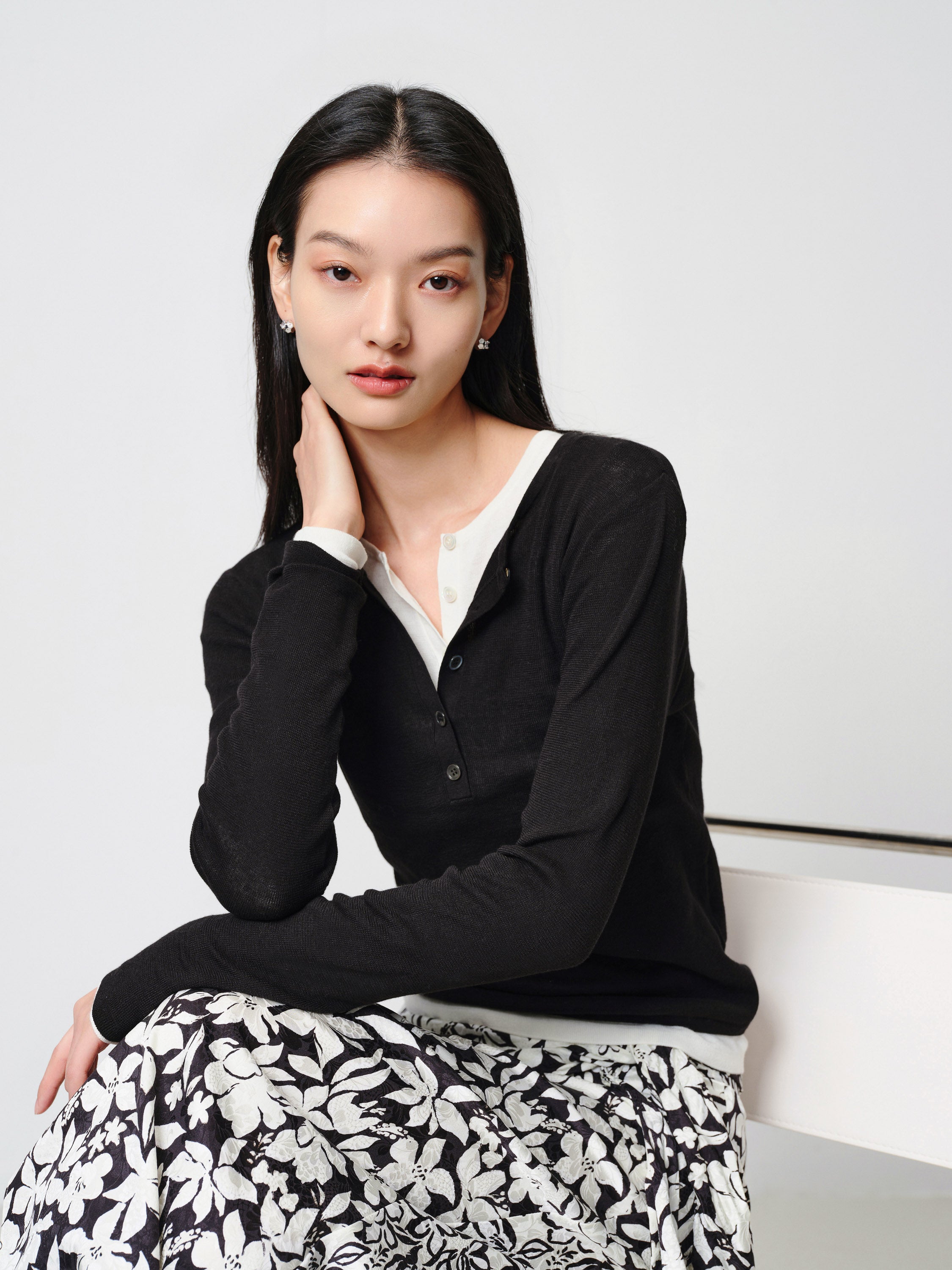 EP YAYING Slim round neck knit base sweater