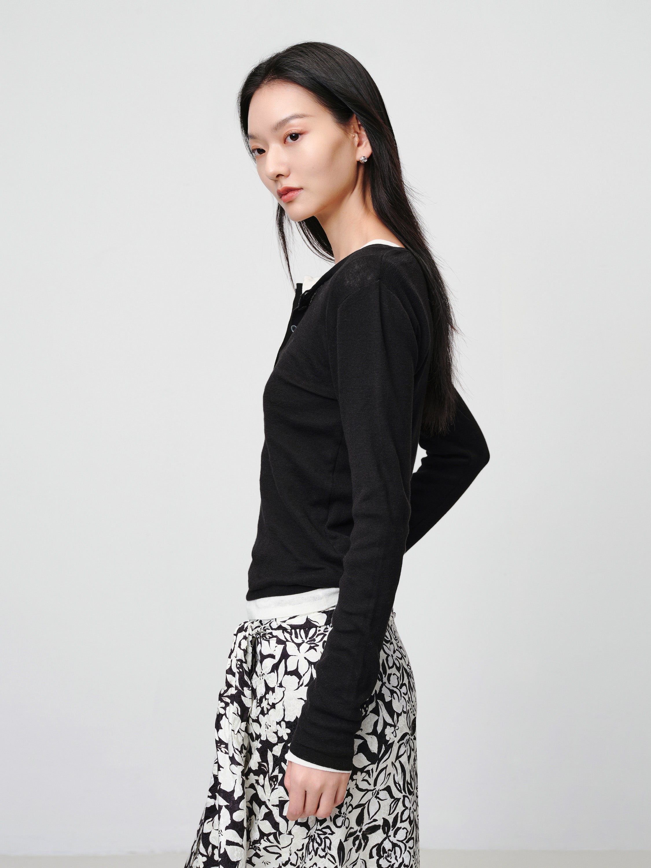 EP YAYING Slim round neck knit base sweater