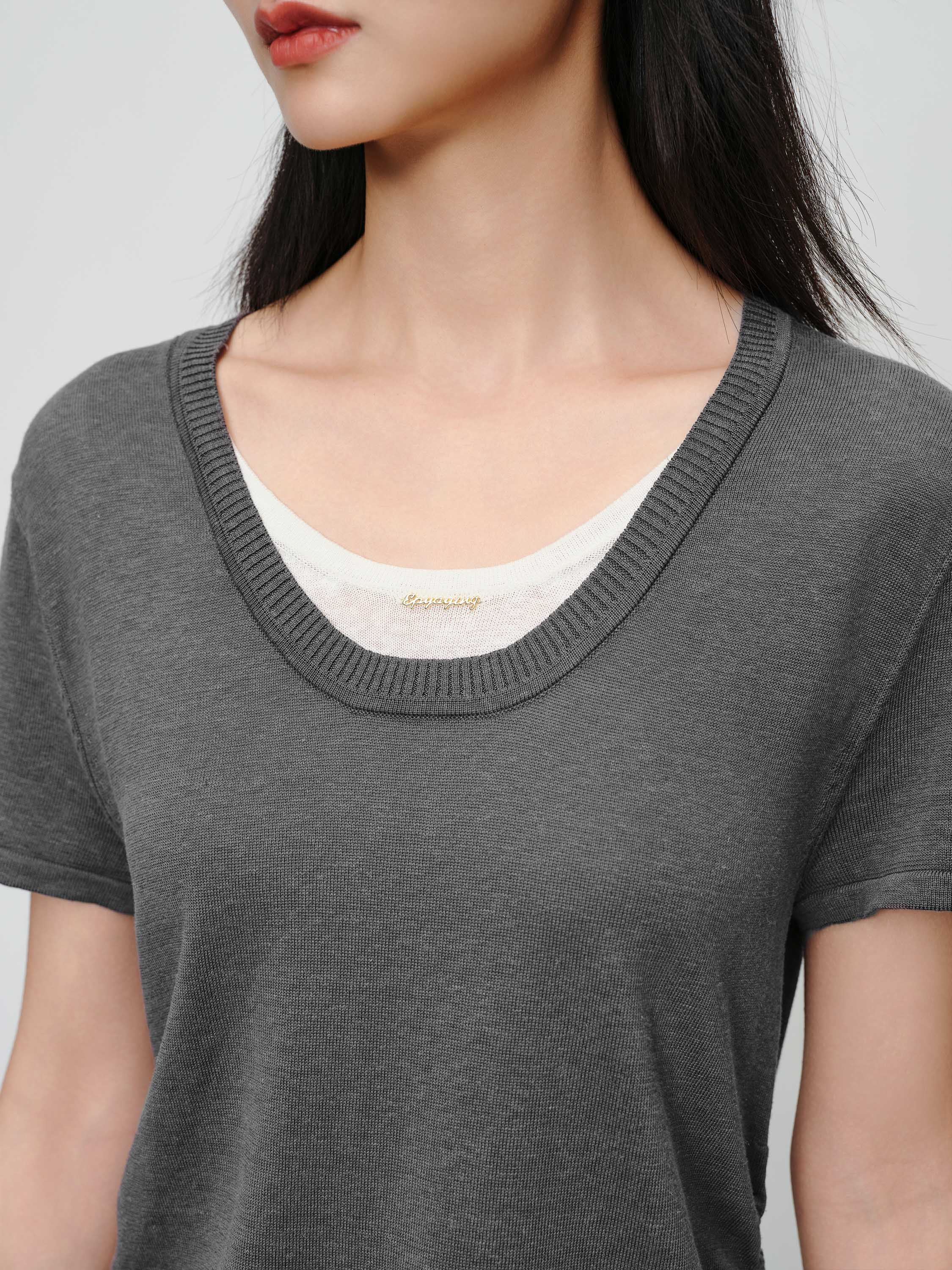 EP YAYING Drop-shoulder crewneck knit top