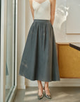 YAYING Mulberry Silk-Cotton Flared Skirt