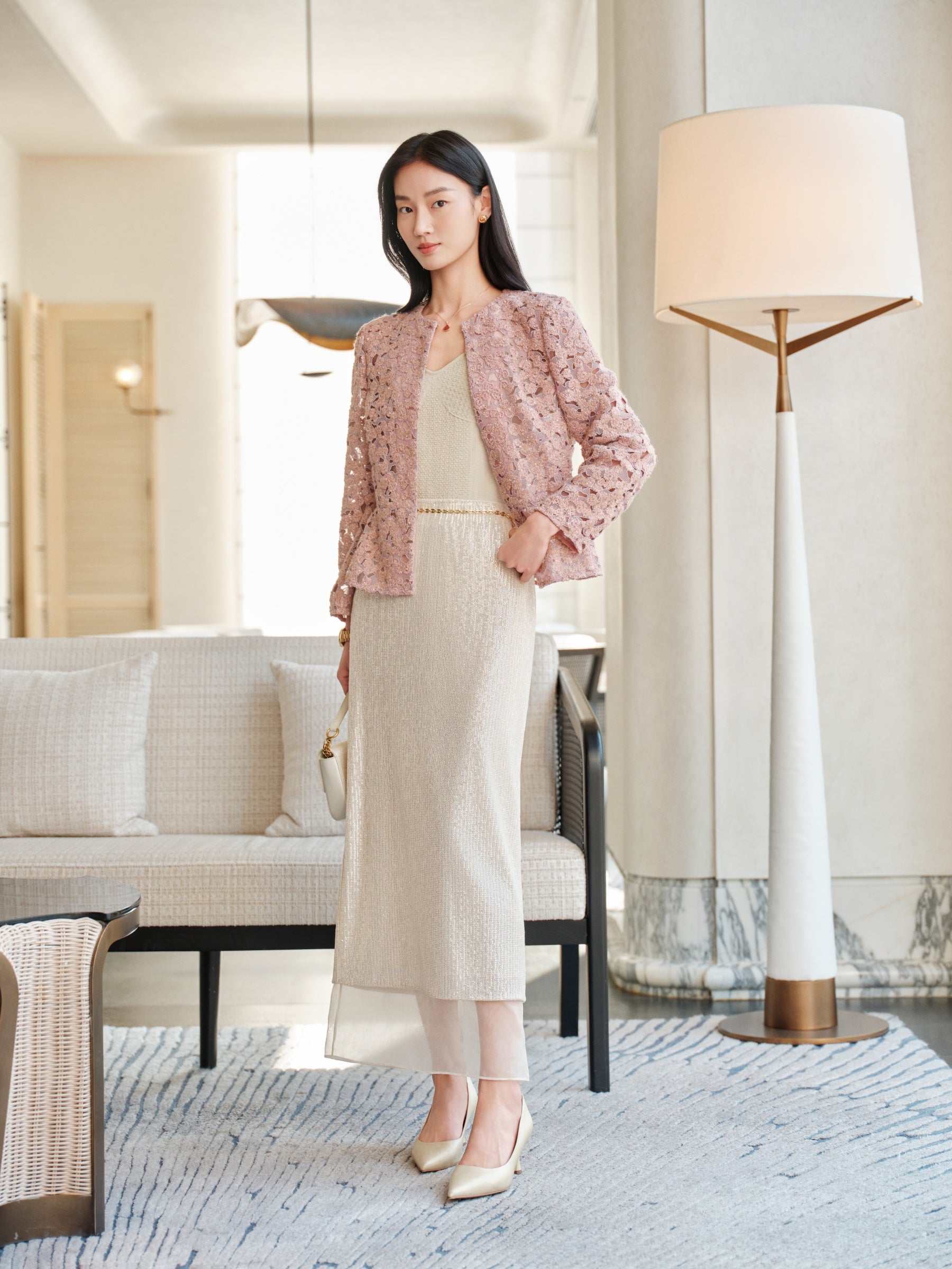 YAYING Peony Jacquard Textured Plush Jacket
