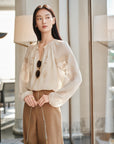 YAYING Silk Lightweight Crewneck Blouse