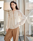 YAYING Silk Lightweight Crewneck Blouse