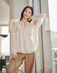 YAYING Silk Lightweight Crewneck Blouse