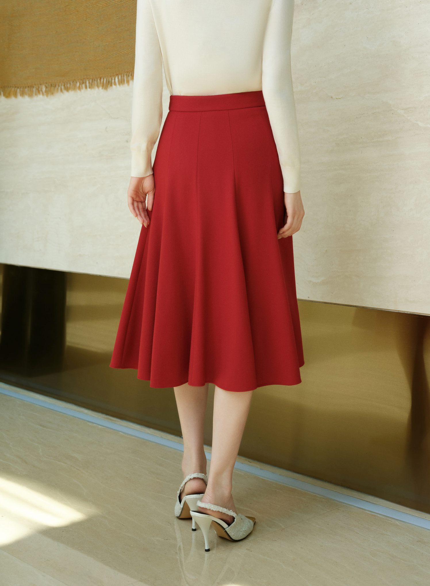 YAYING Red Sleeveless Midi Dress
