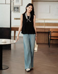 YAYING Mulberry Silk Blend Stretch Wide-Leg Jeans
