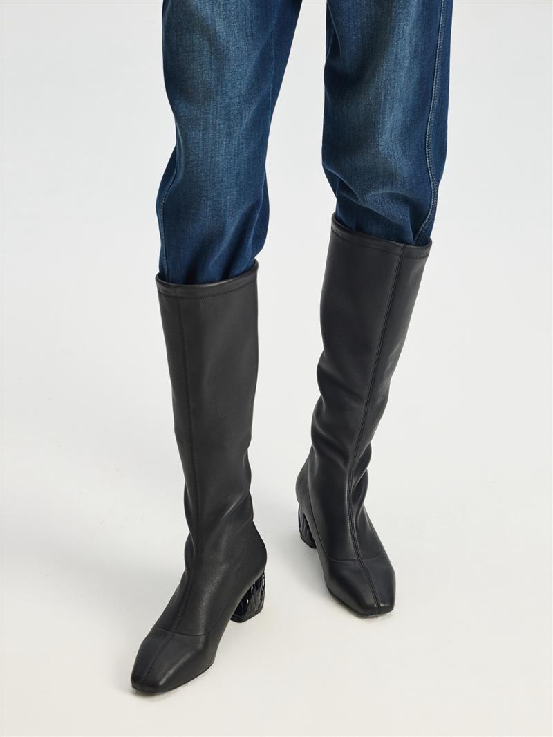 EP YAYING Stretch Sheepskin Below-Knee Elegant Long Boots