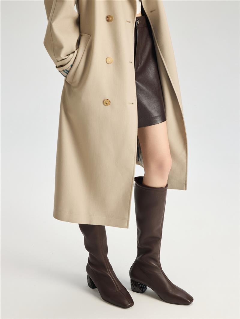 EP YAYING Stretch Sheepskin Below-Knee Elegant Long Boots