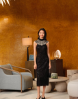 YAYING Embellished Sequin Sleeveless Midi Dress