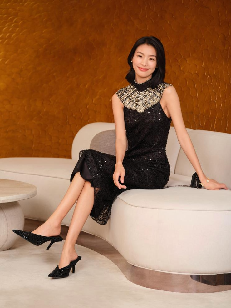 YAYING Embellished Sequin Sleeveless Midi Dress