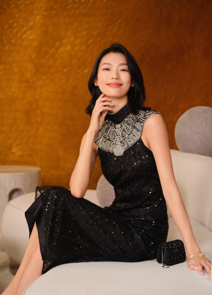 YAYING Embellished Sequin Sleeveless Midi Dress