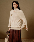 YAYING Cowl-Neck Relaxed Cashmere Pullover Sweater